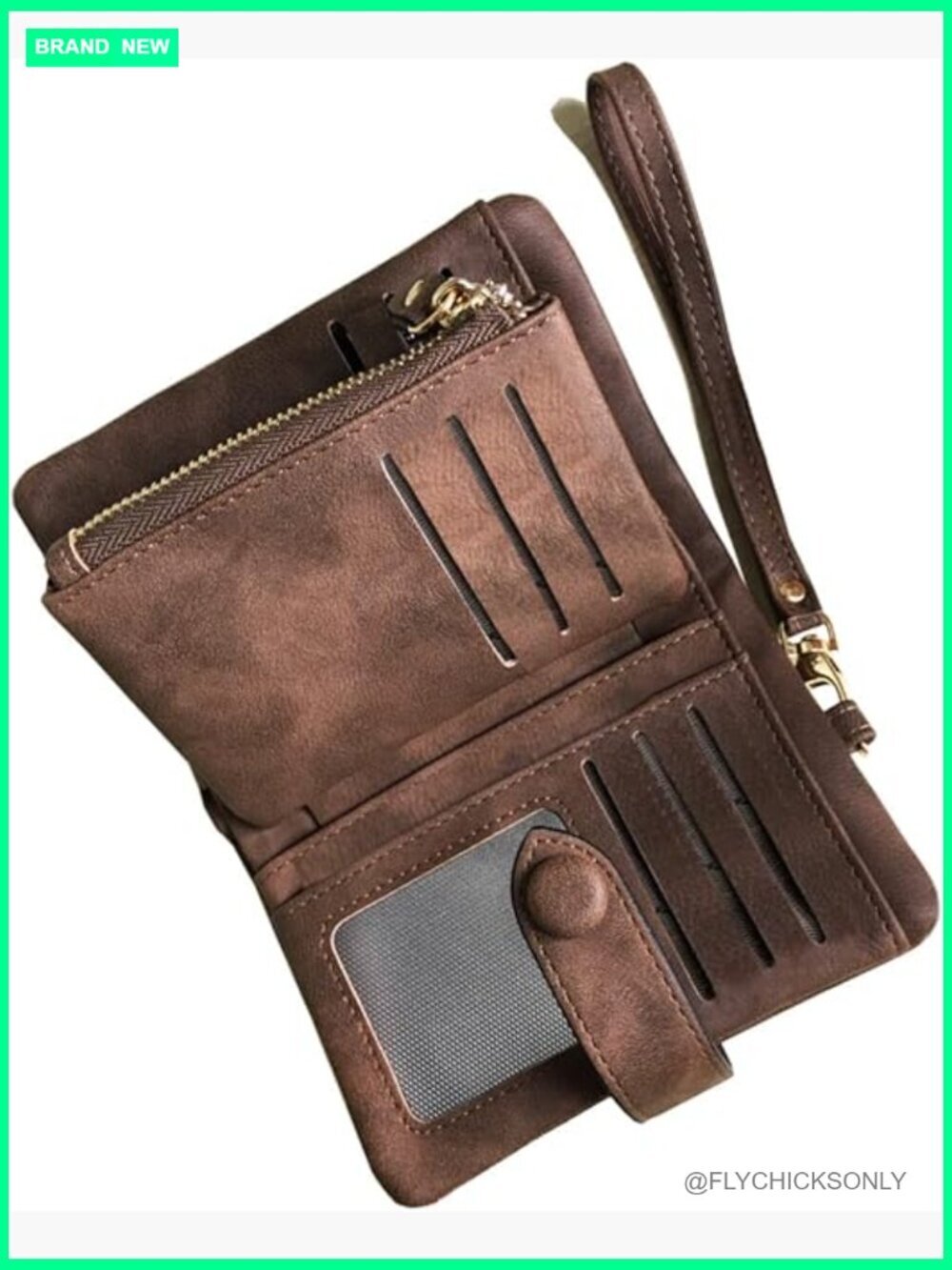 Small Bifold Leather Wallet RFID Blocking Wristlet Card Holder Coin Purse Ladies